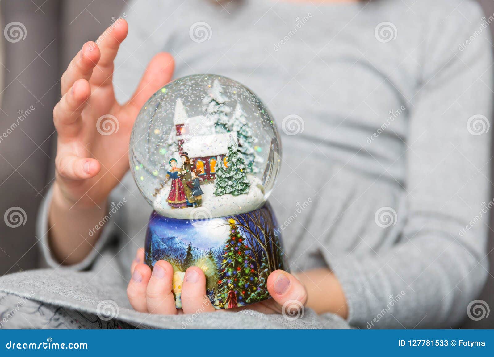 Christmas Snowglobe in Hands Stock Image Image of beautiful, glass