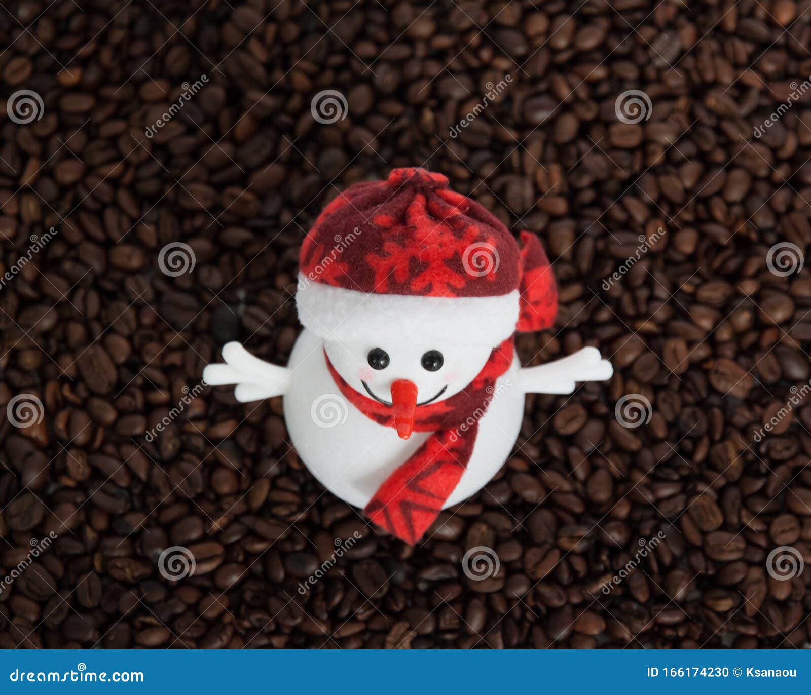 Christmas Snowman Toy on Coffee Beans Stock Photo - Image of coffee
