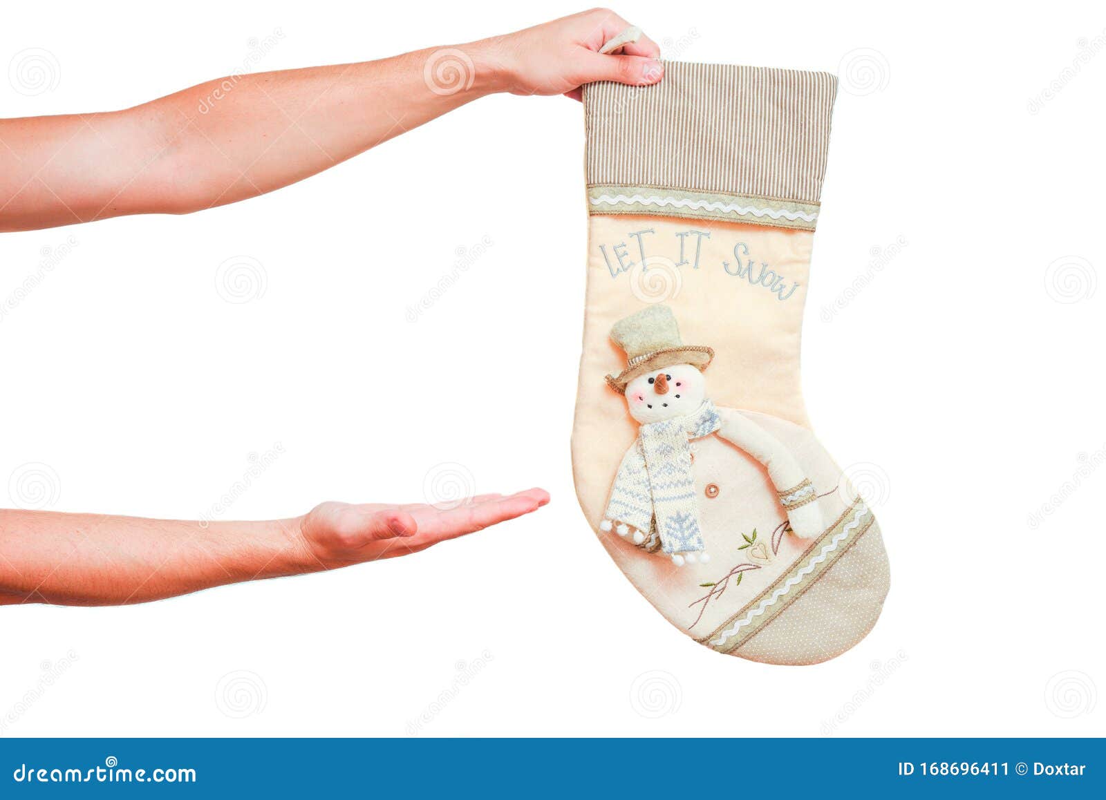 Christmas sock for gifts stock image. Image of hands - 168696411