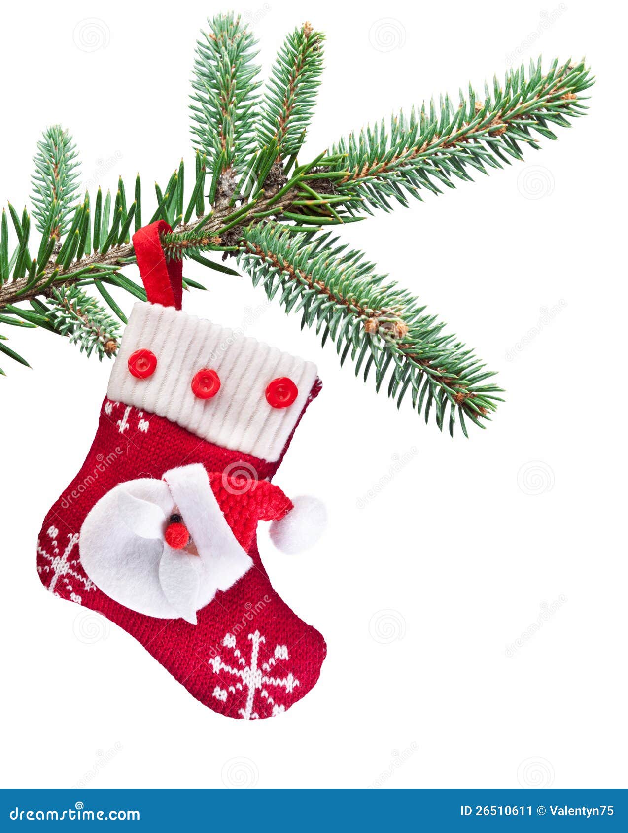 Christmas Sock with Santa Claus on on Fir Branch. Stock Image - Image ...