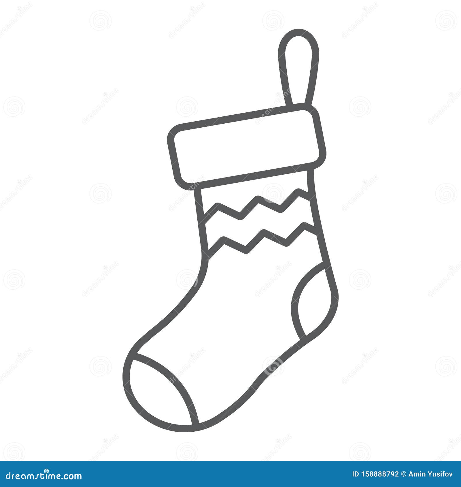 Christmas Sock Thin Line Icon, Decor and New Year, Festive Stocking ...