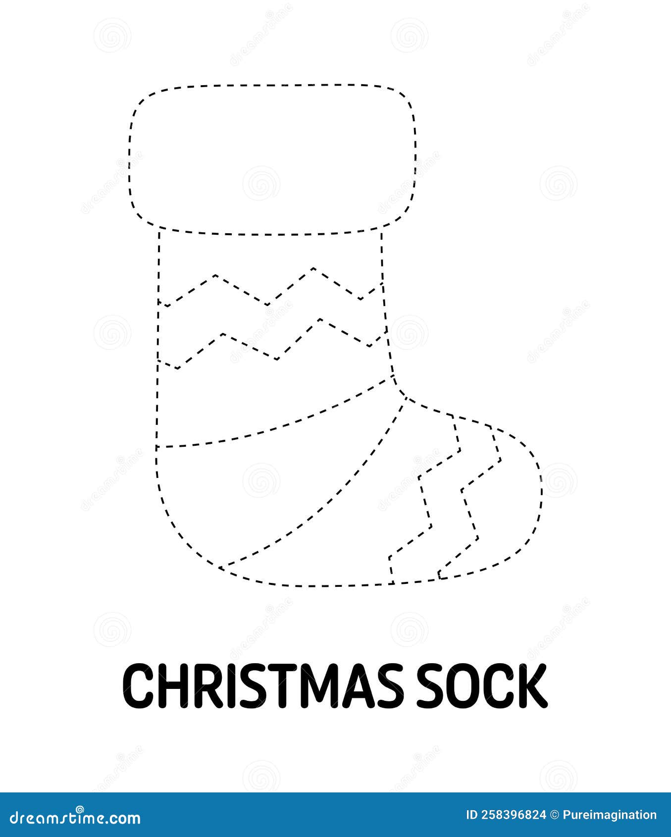 Christmas Sock Tracing Worksheet for Kids Stock Vector Illustration