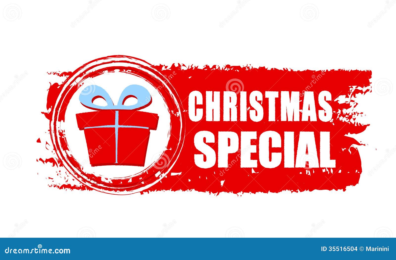 Christmas Special And Gift Box On Red Drawn Banner Stock 