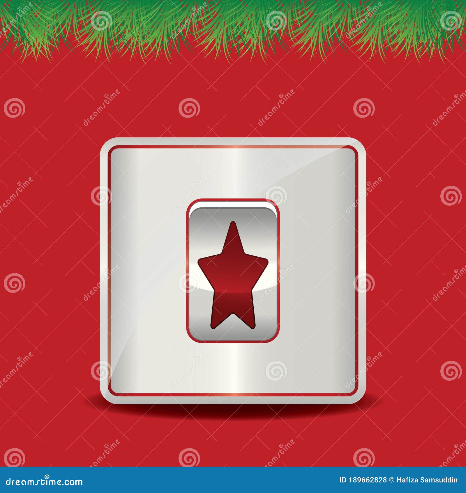 Christmas Star Button. Vector Illustration Decorative Design Stock