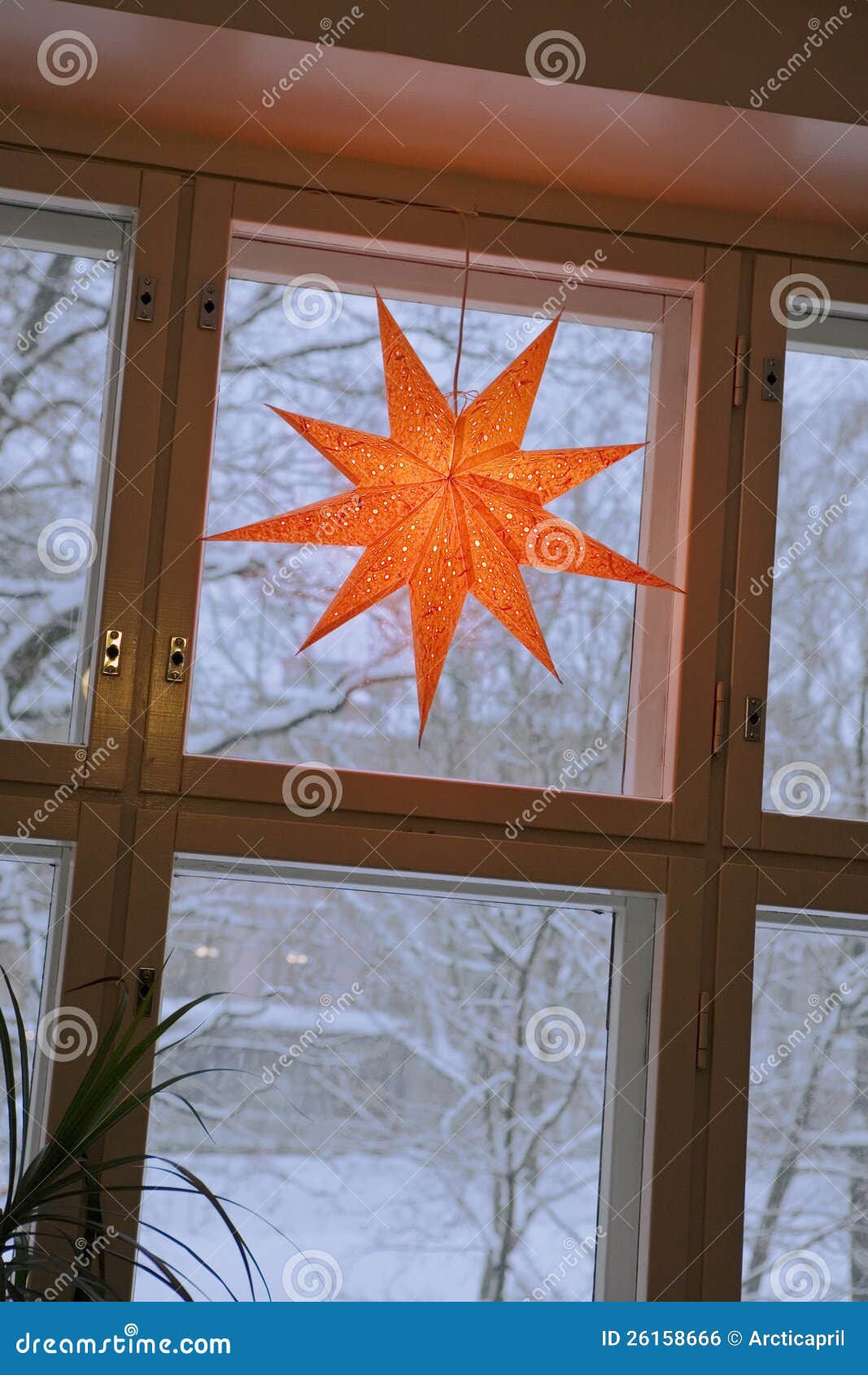 Christmas star in window stock photo. Image of cold, indoors 26158666