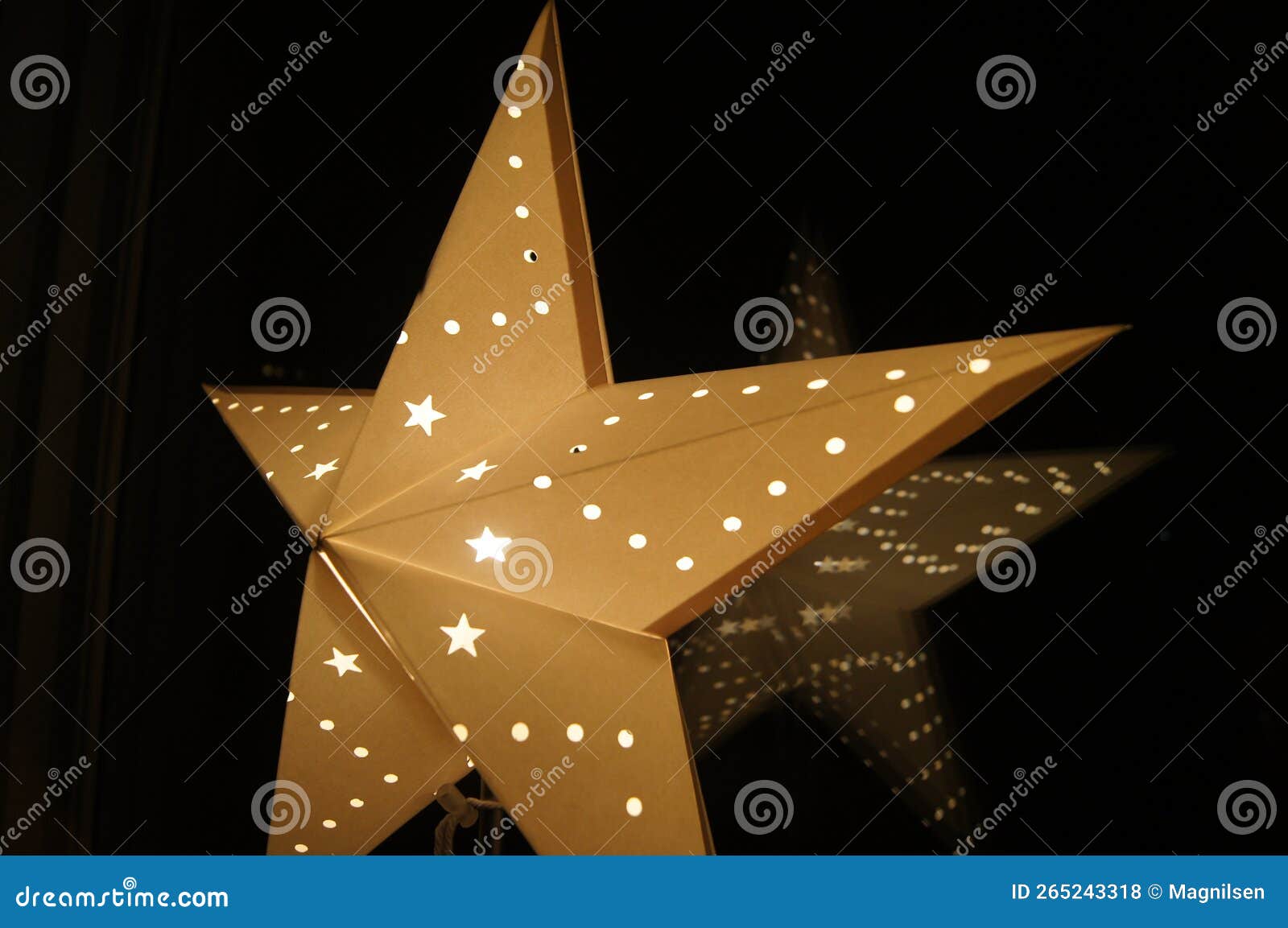 Christmas Star in Window at Night Stock Photo Image of line, darkness