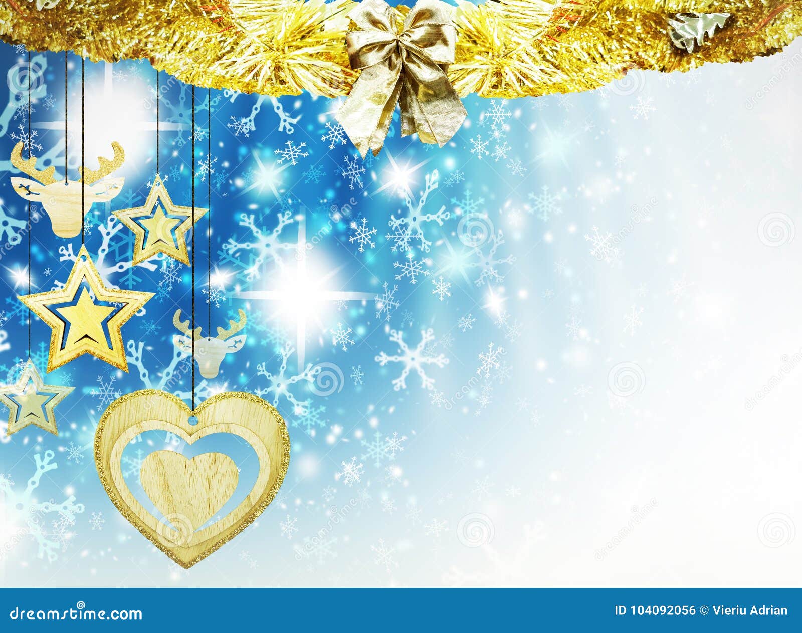Christmas Stars Place for Text Background Blue Gold Christmas ...