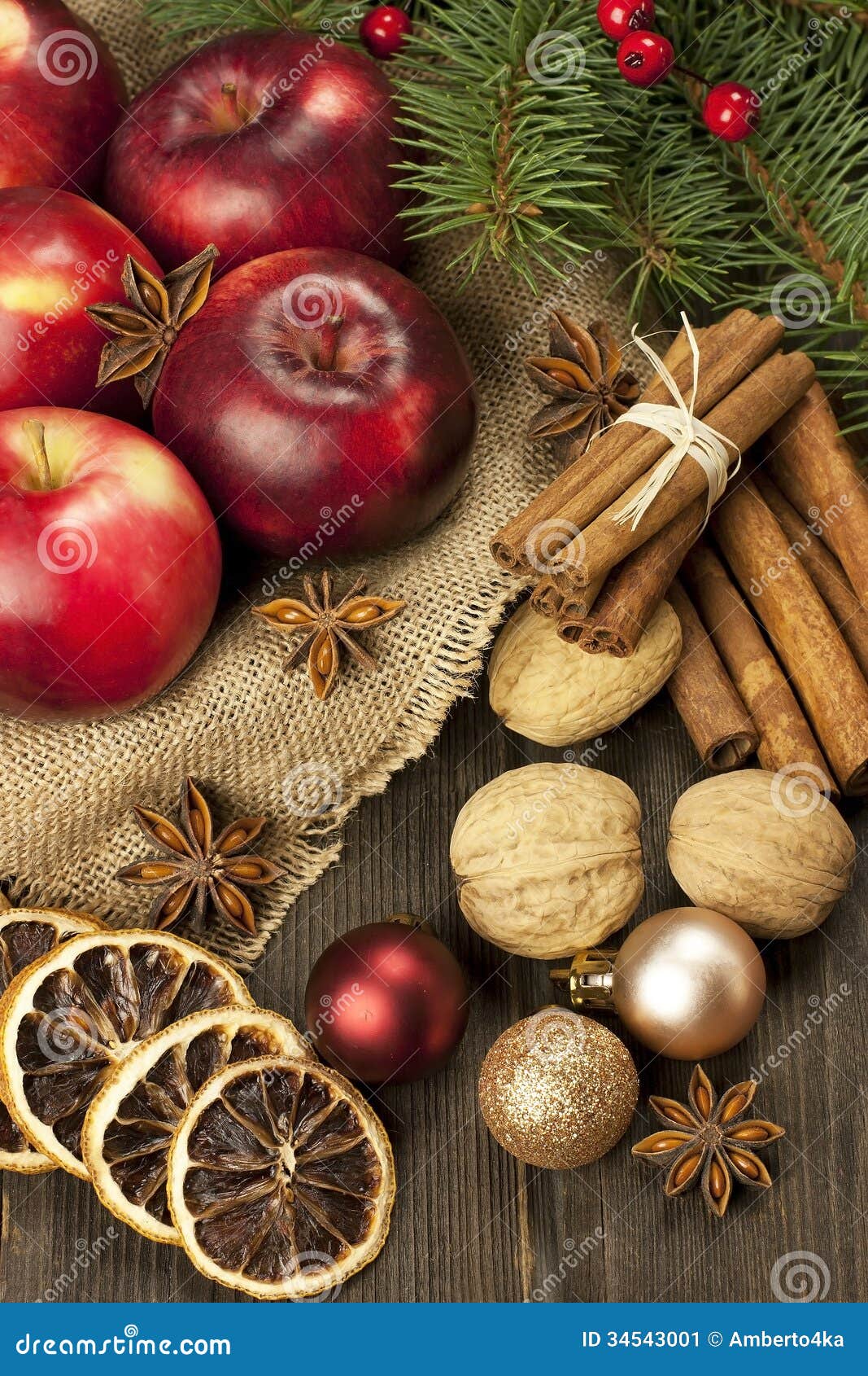 Christmas Still Life with Fruit and Spices Stock Image - Image of ...