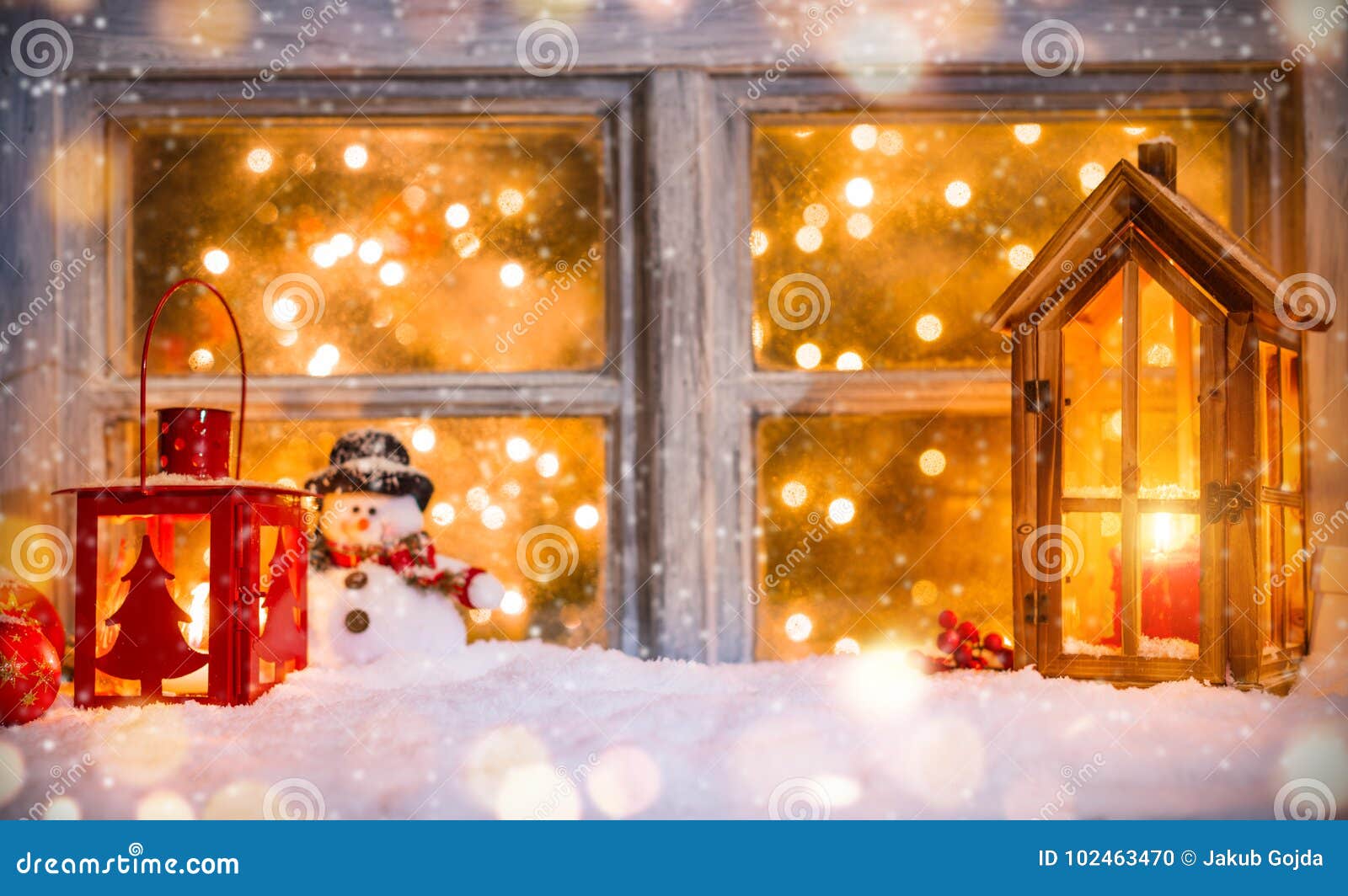 Christmas Still Life with Old Wooden Window Stock Photo - Image of ...