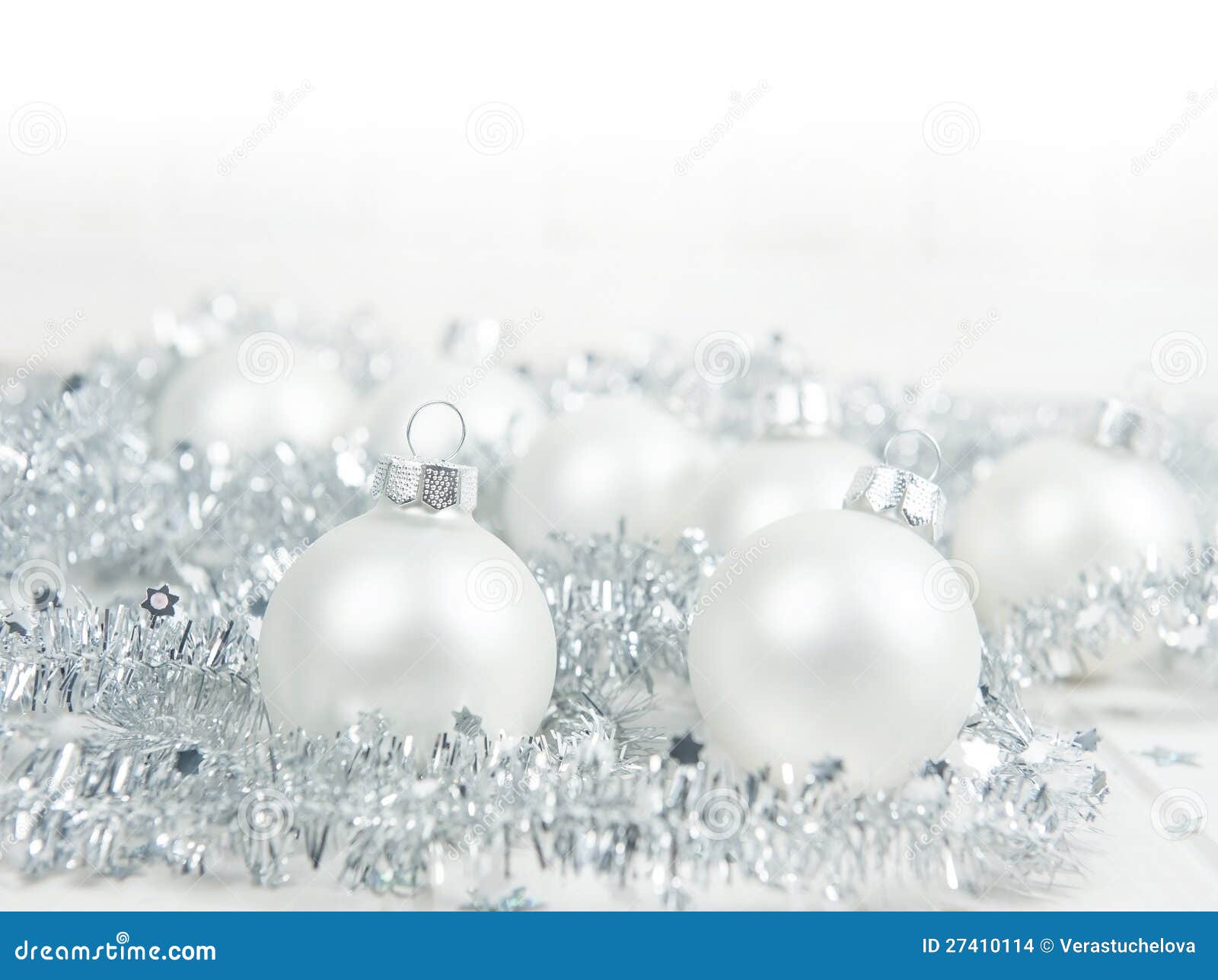 Christmas Still Life With Silver Decorations Stock Images 