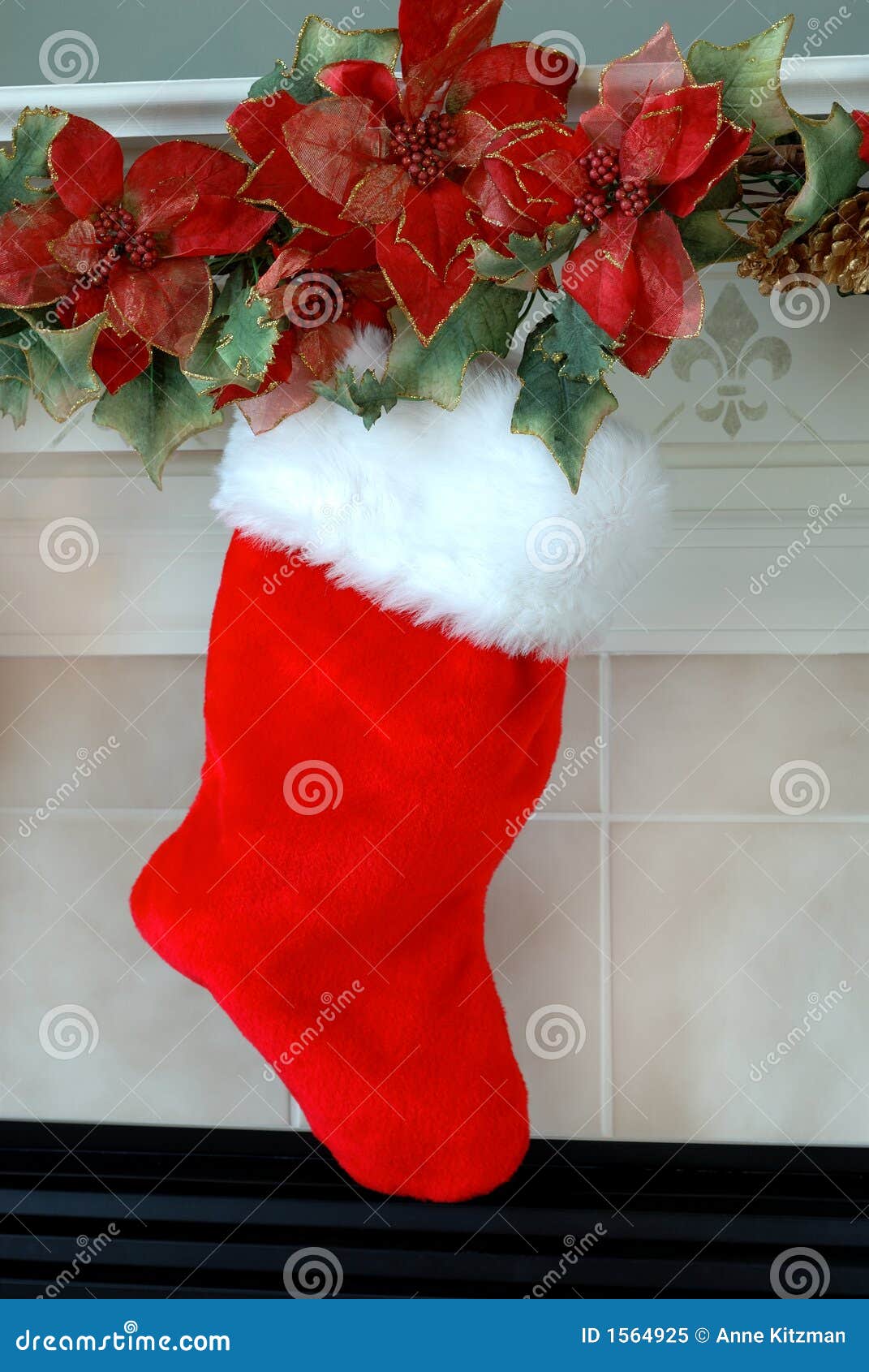 Christmas Stocking stock image. Image of xmas, gift, poinsettias 1564925