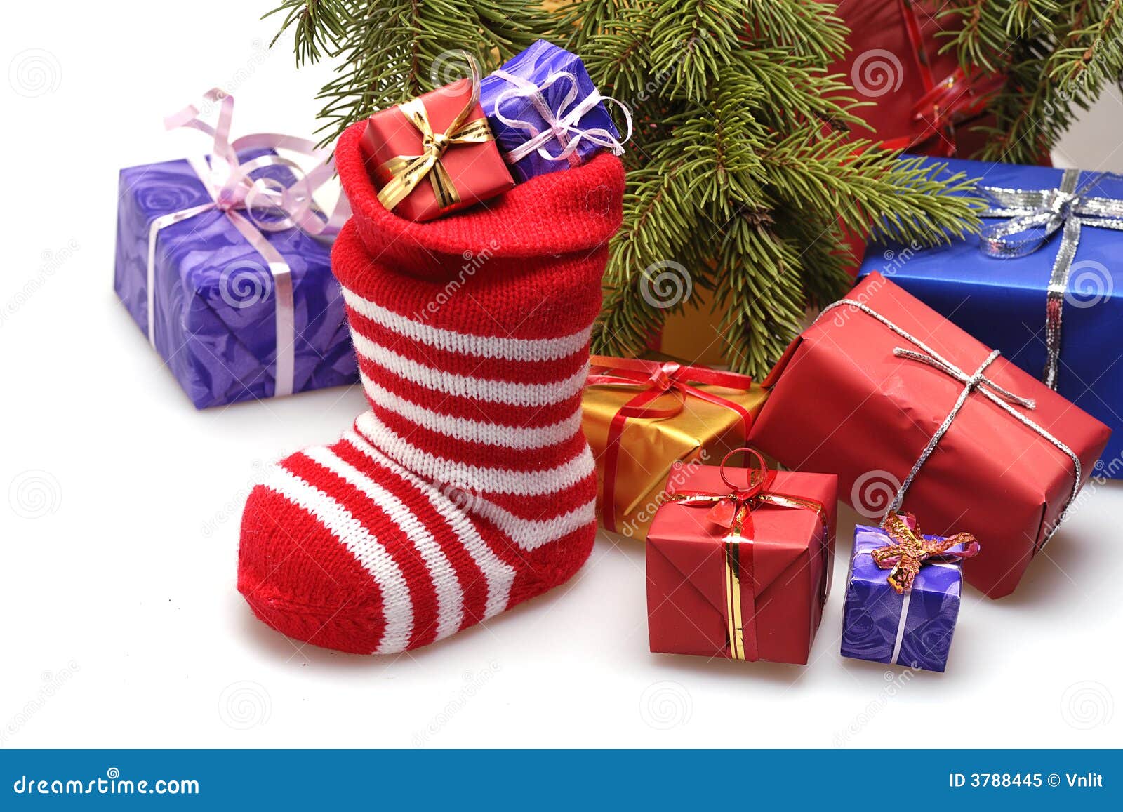 christmas stocking and presents