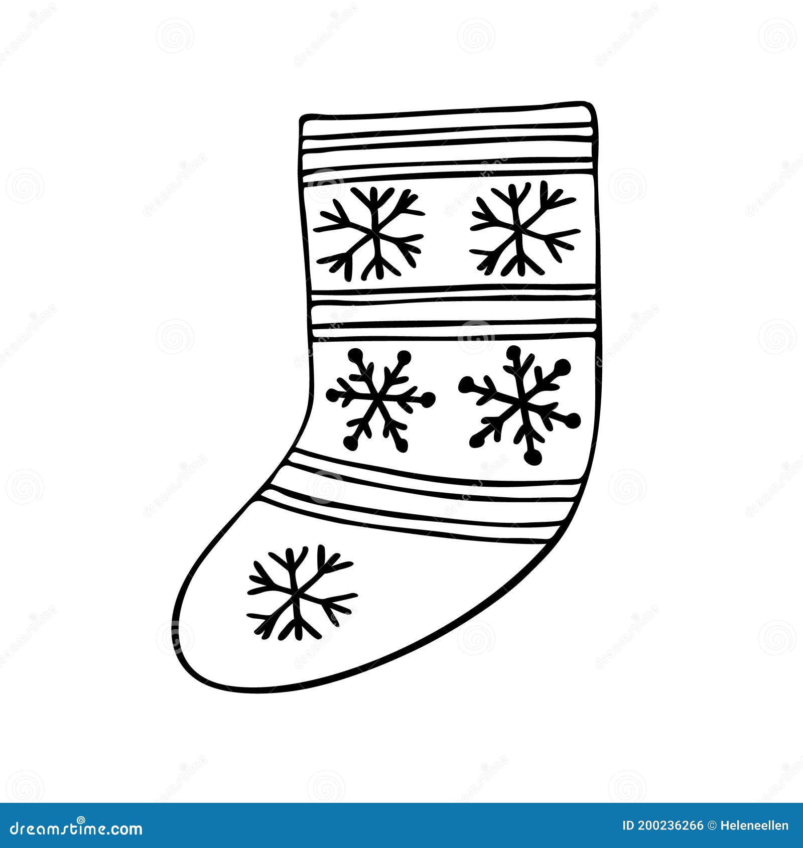 Christmas Stocking Simple Hand Drawn in Doodle Style Vector Outline ...