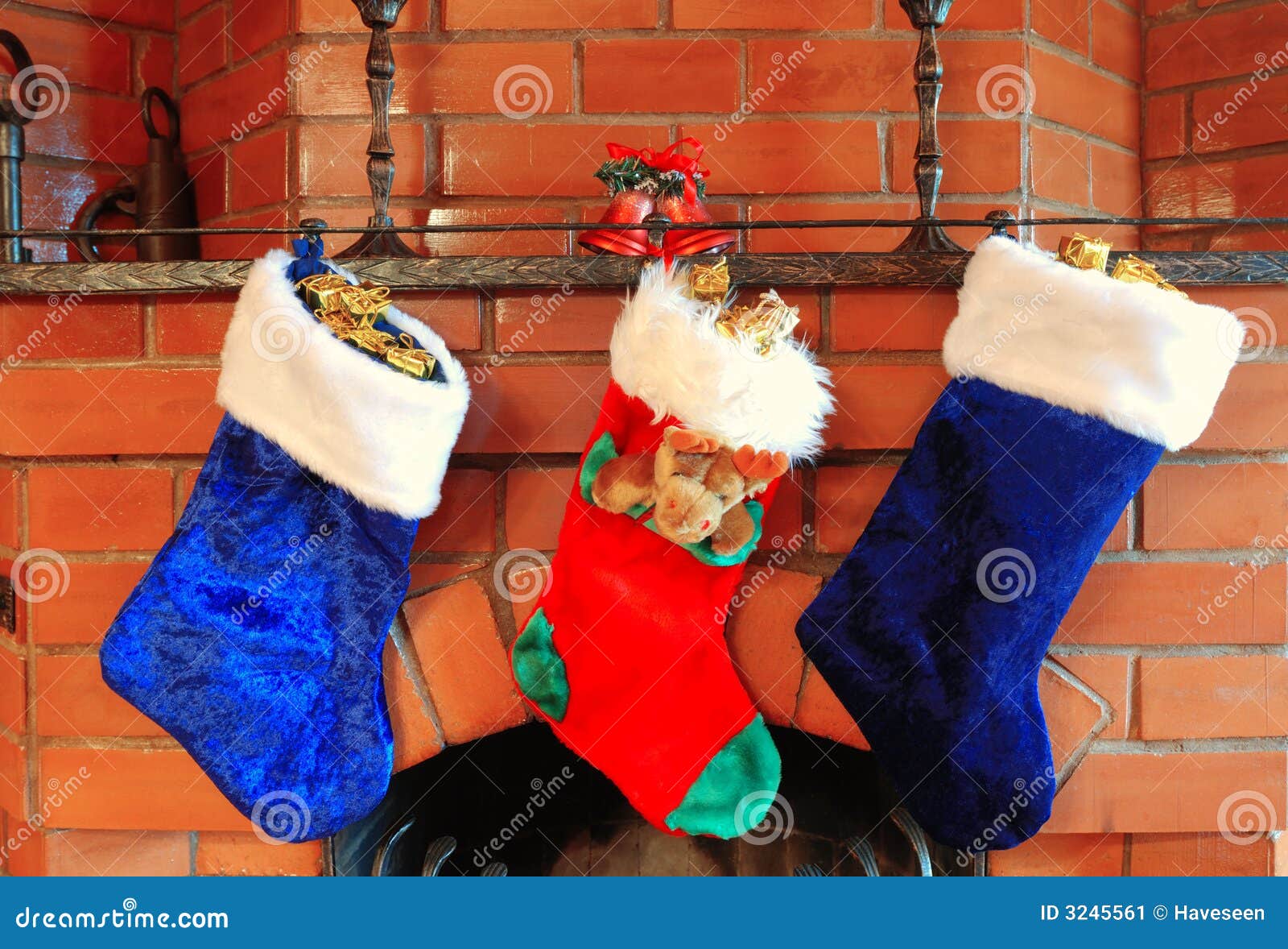 Christmas stockings stock image. Image of fire, celebration 3245561