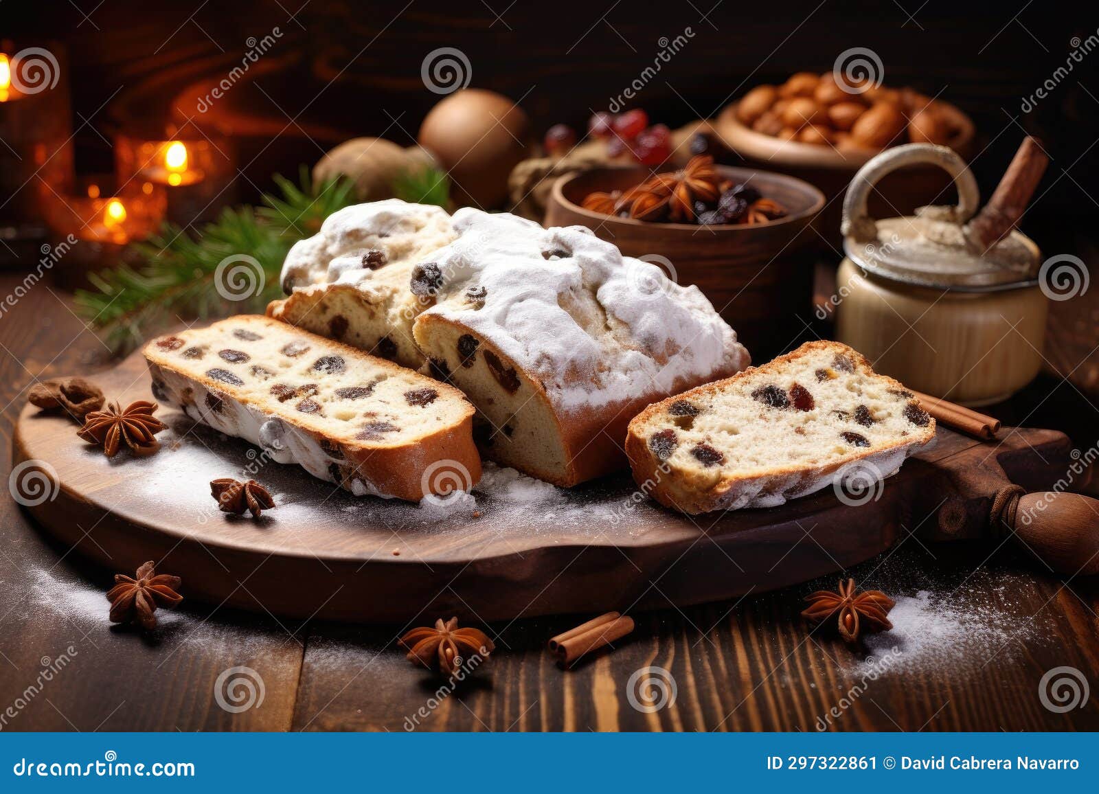 Christmas Stollen. Traditional Christmas German Dessert Stock Image