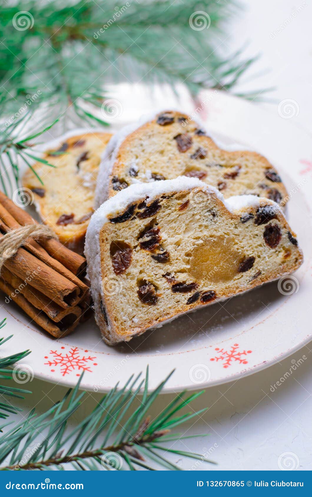 Christmas Stollen,Traditional Fruit Loaf Cake, Festive Dessert For Winter Holidays Stock Image ...