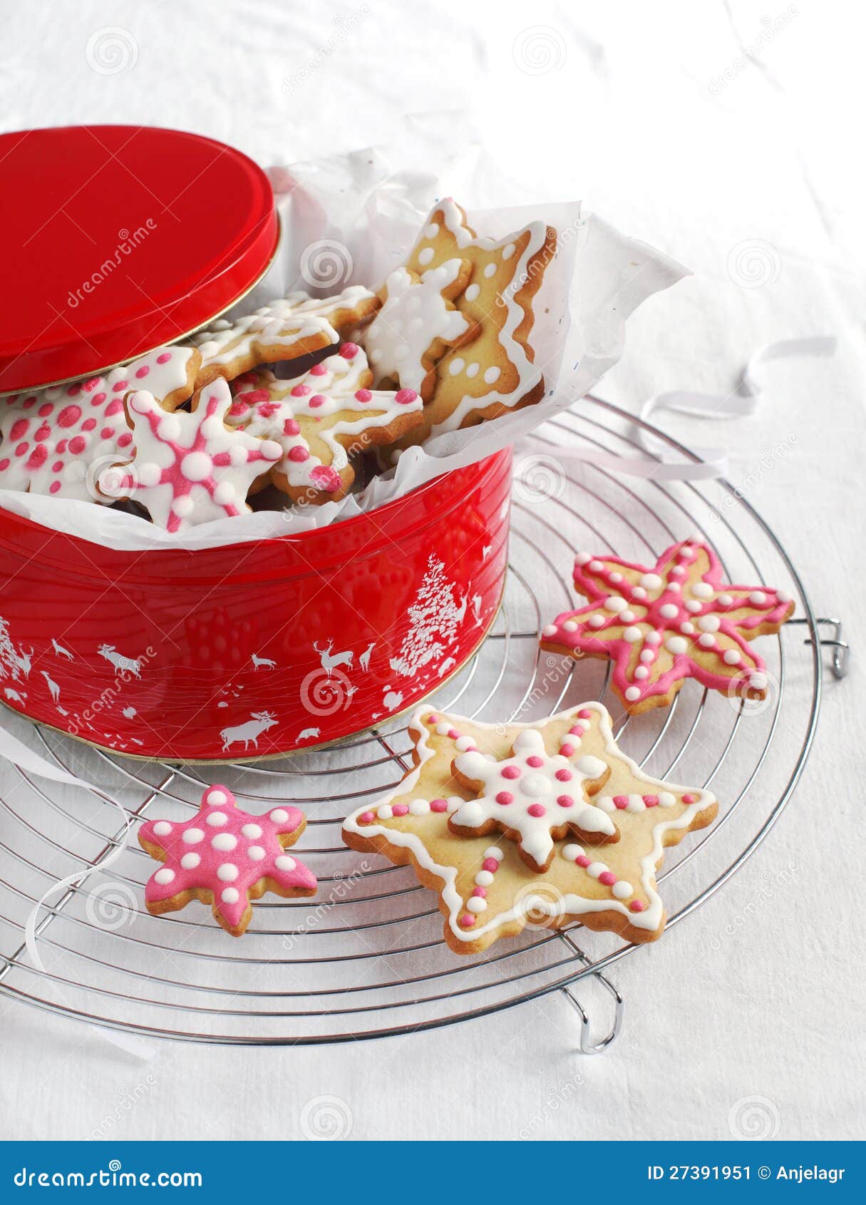 Christmas Sugar Cookies on a Gift Box Stock Image Image of season