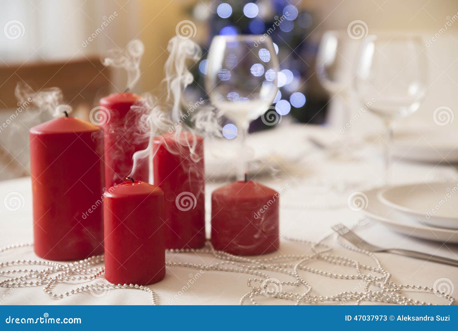 Christmas Table with Candles at Home Stock Image Image of holiday