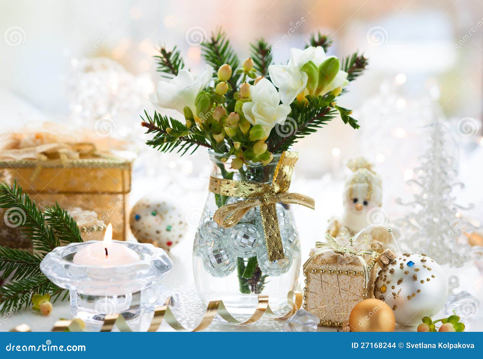 Christmas table decoration stock photo. Image of decorative - 27168244