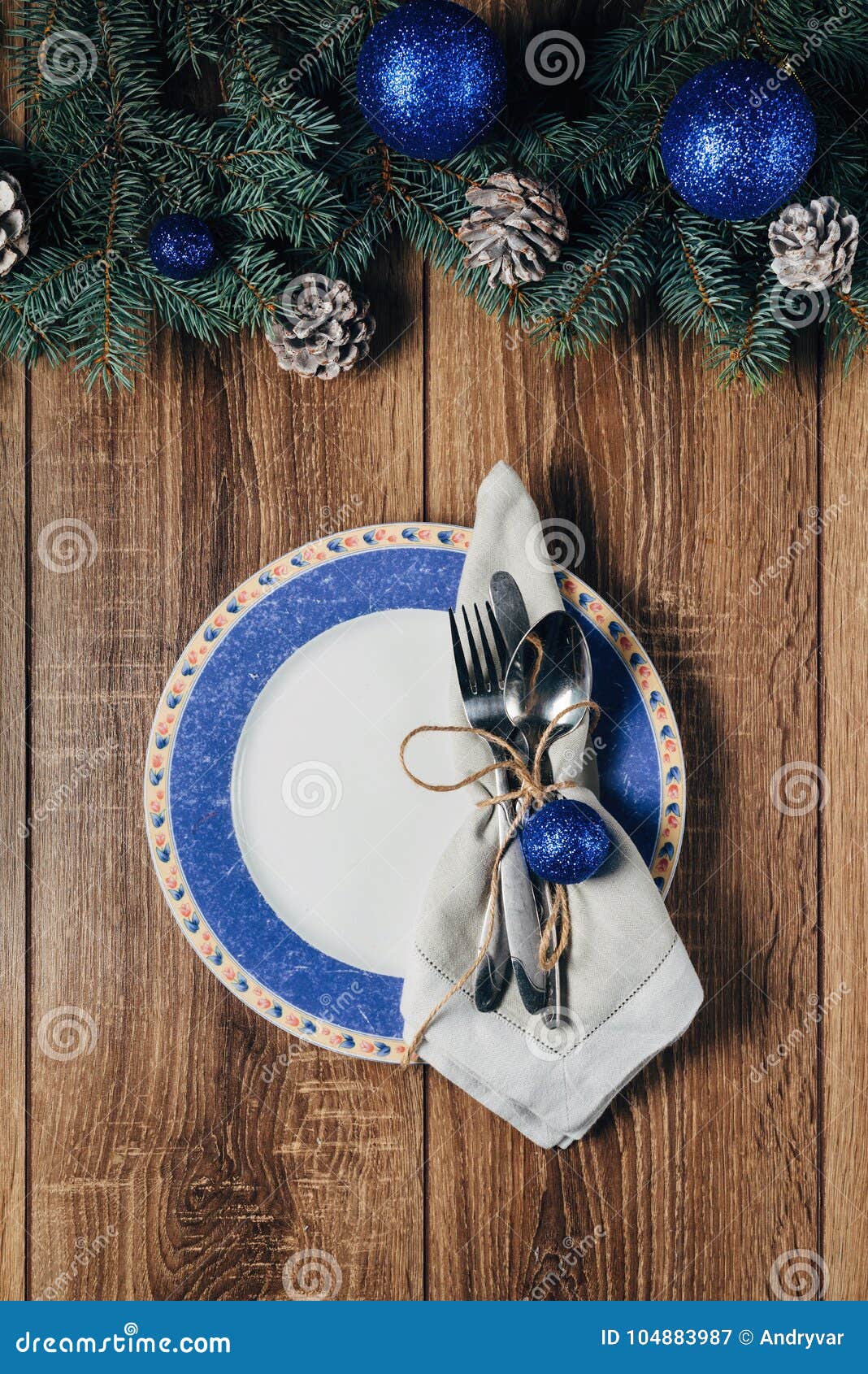 Christmas Table, Serving in Blue Tones Stock Image - Image of candle ...