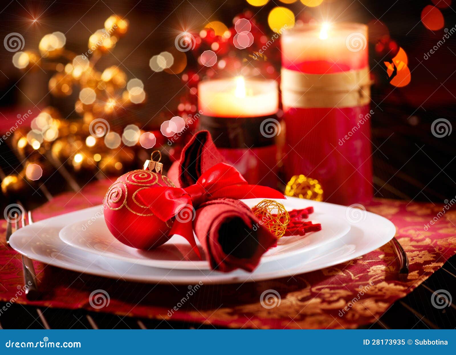 Christmas Table Setting stock image. Image of decorative - 28173935