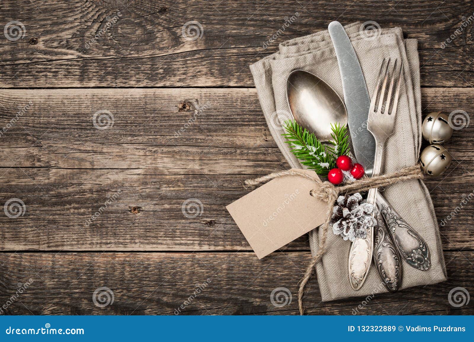Christmas Table Setting Background Stock Image - Image of flatware ...