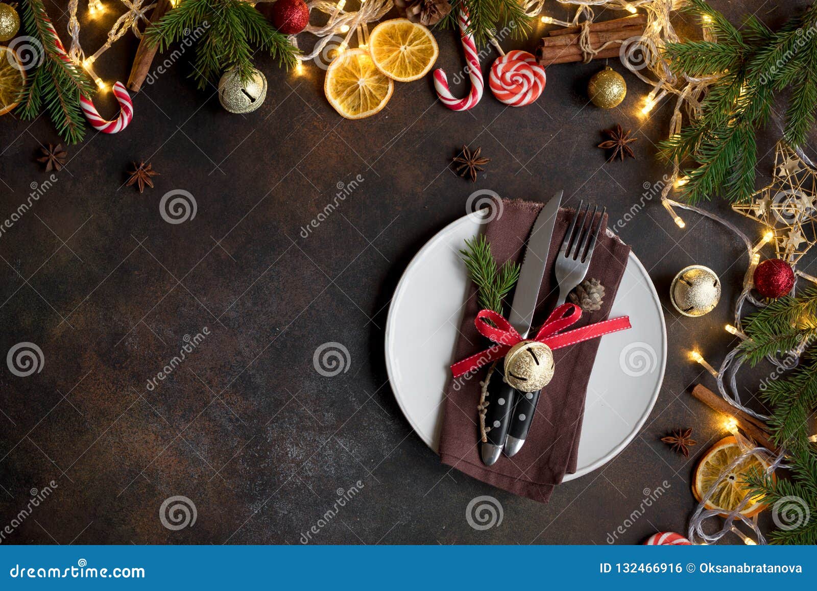 Christmas Table Setting stock photo. Image of holiday - 132466916