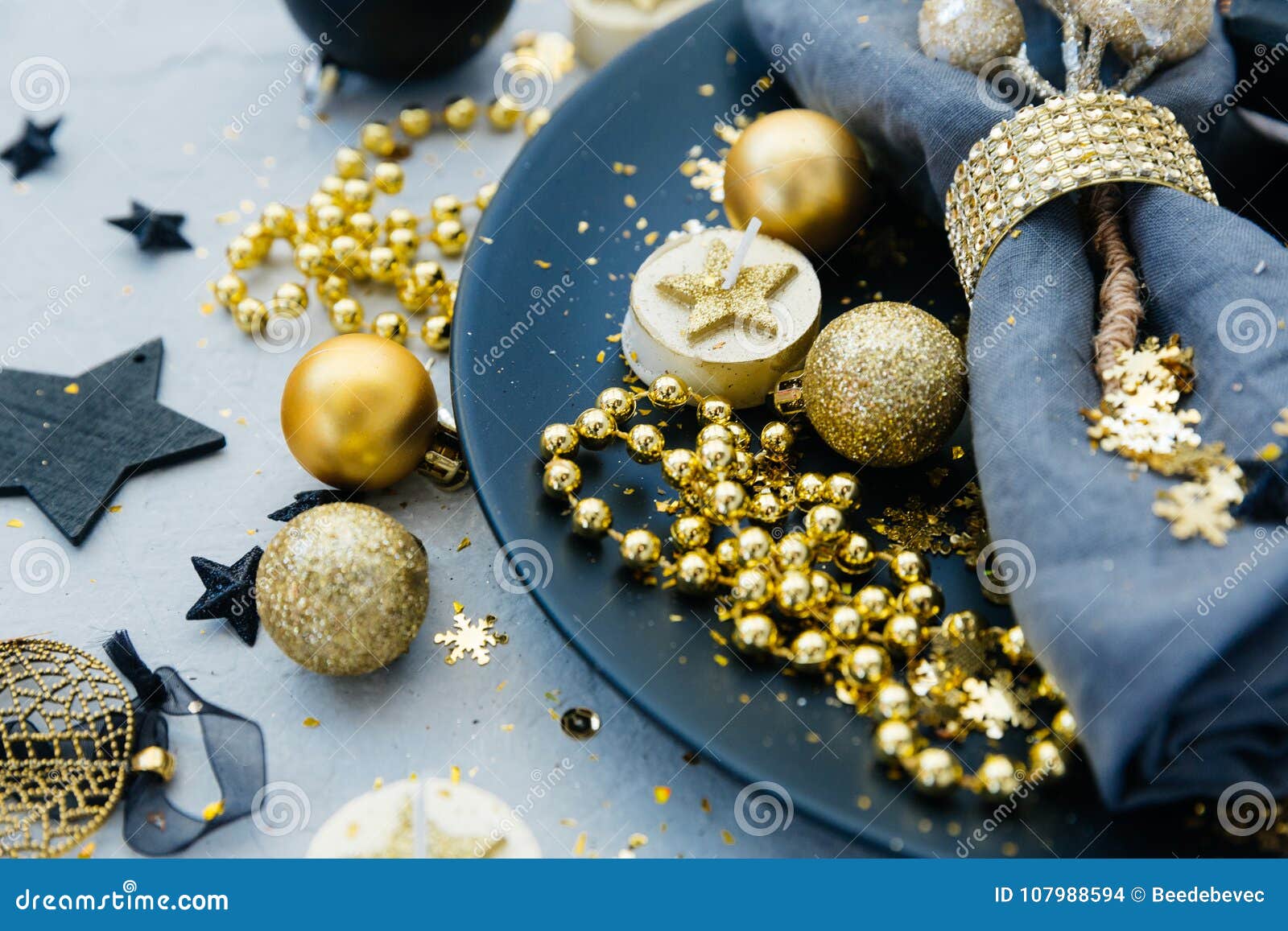 christmas table setting before dinner