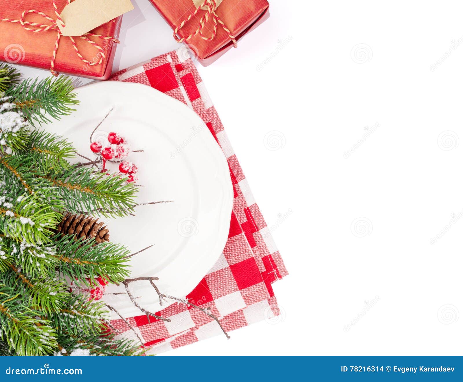 Christmas Table Setting with Gifts Stock Photo Image of menu, gift