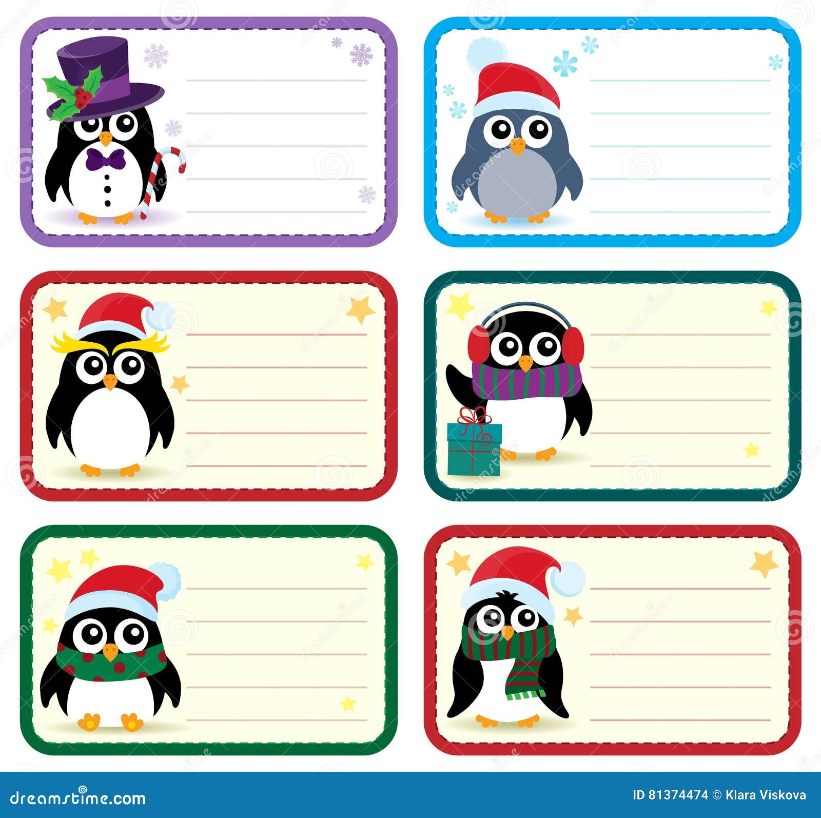 Christmas Tags with Penguins Theme 1 Stock Vector - Illustration of ...