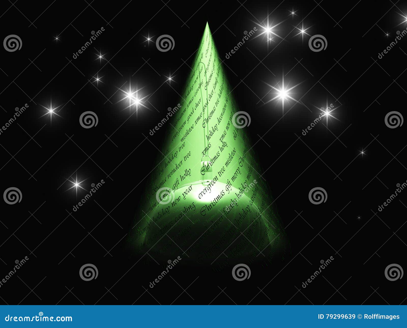 Christmas Text with Light in Shape of Tree Stock Illustration