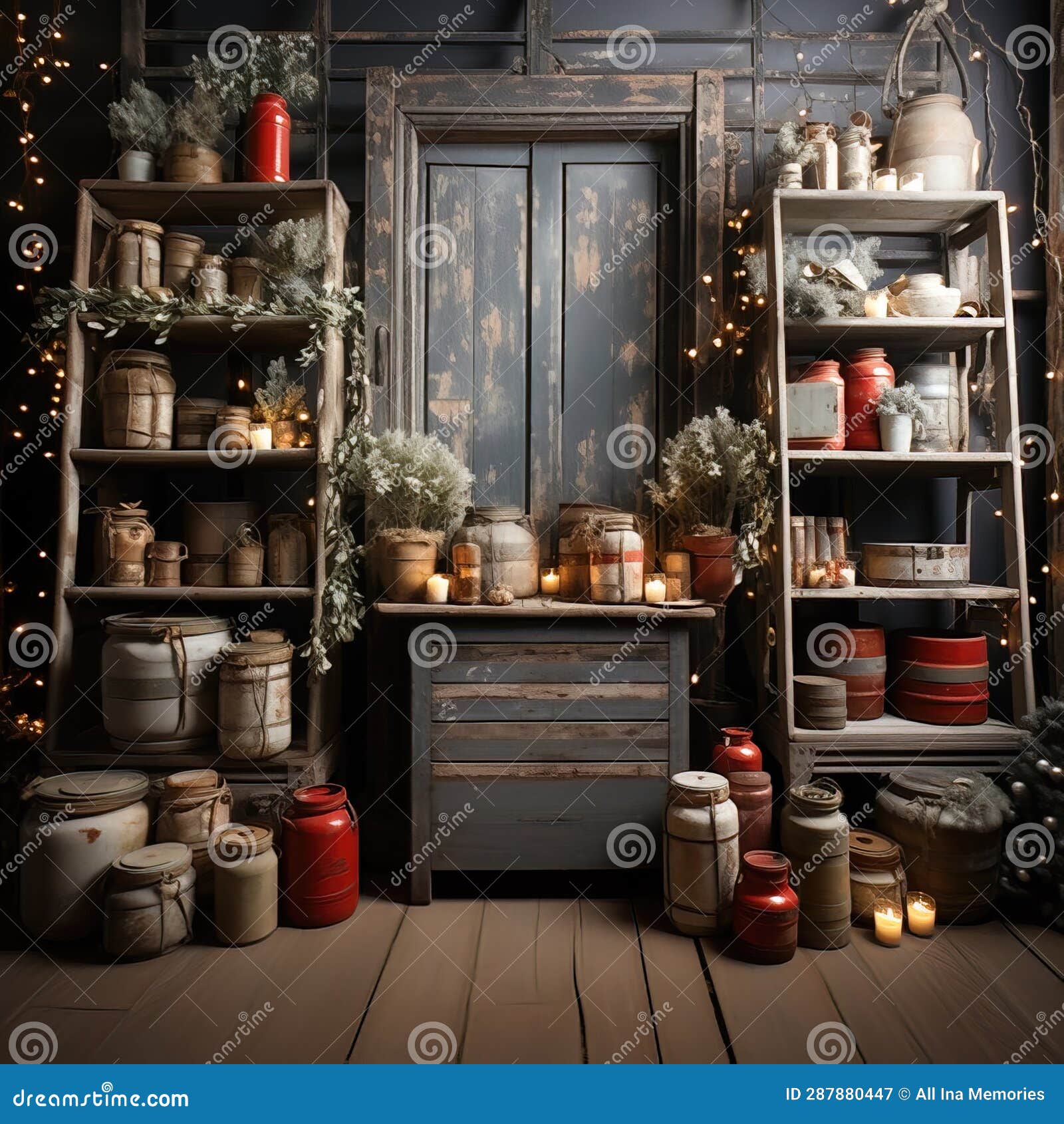 christmas theme custom-made ,wood and reddecorations backdrop, composit image only