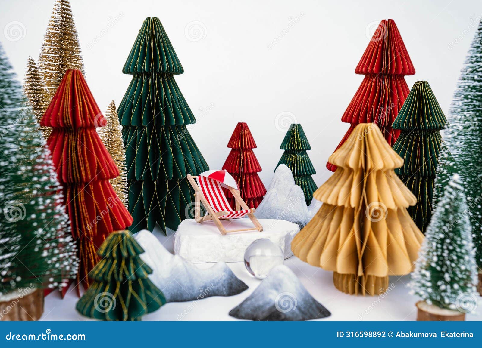 Christmas Themed 3D Paper Craft Card Stock Photo