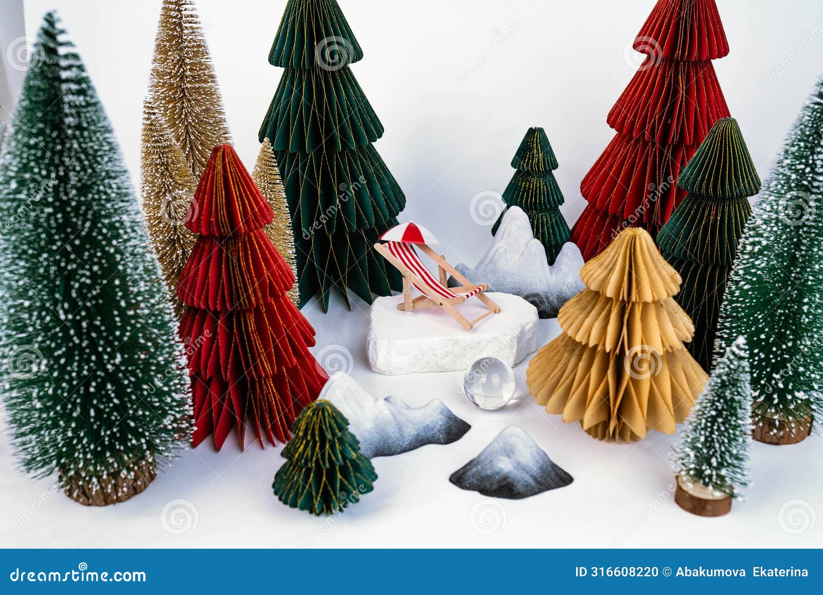 Christmas Themed 3D Paper Craft Card Stock Photo