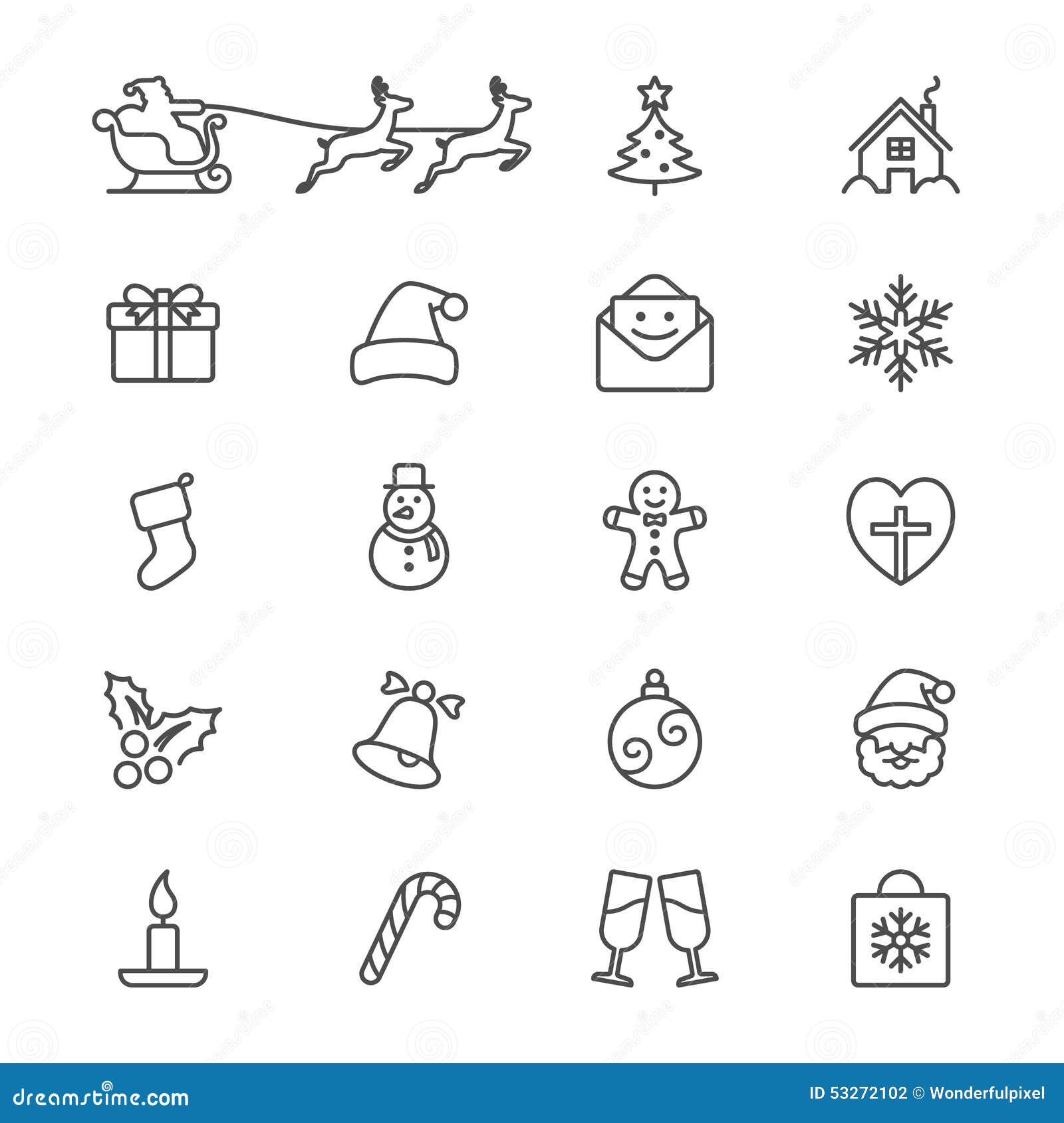 Christmas thin icons stock vector. Illustration of flat - 53272102