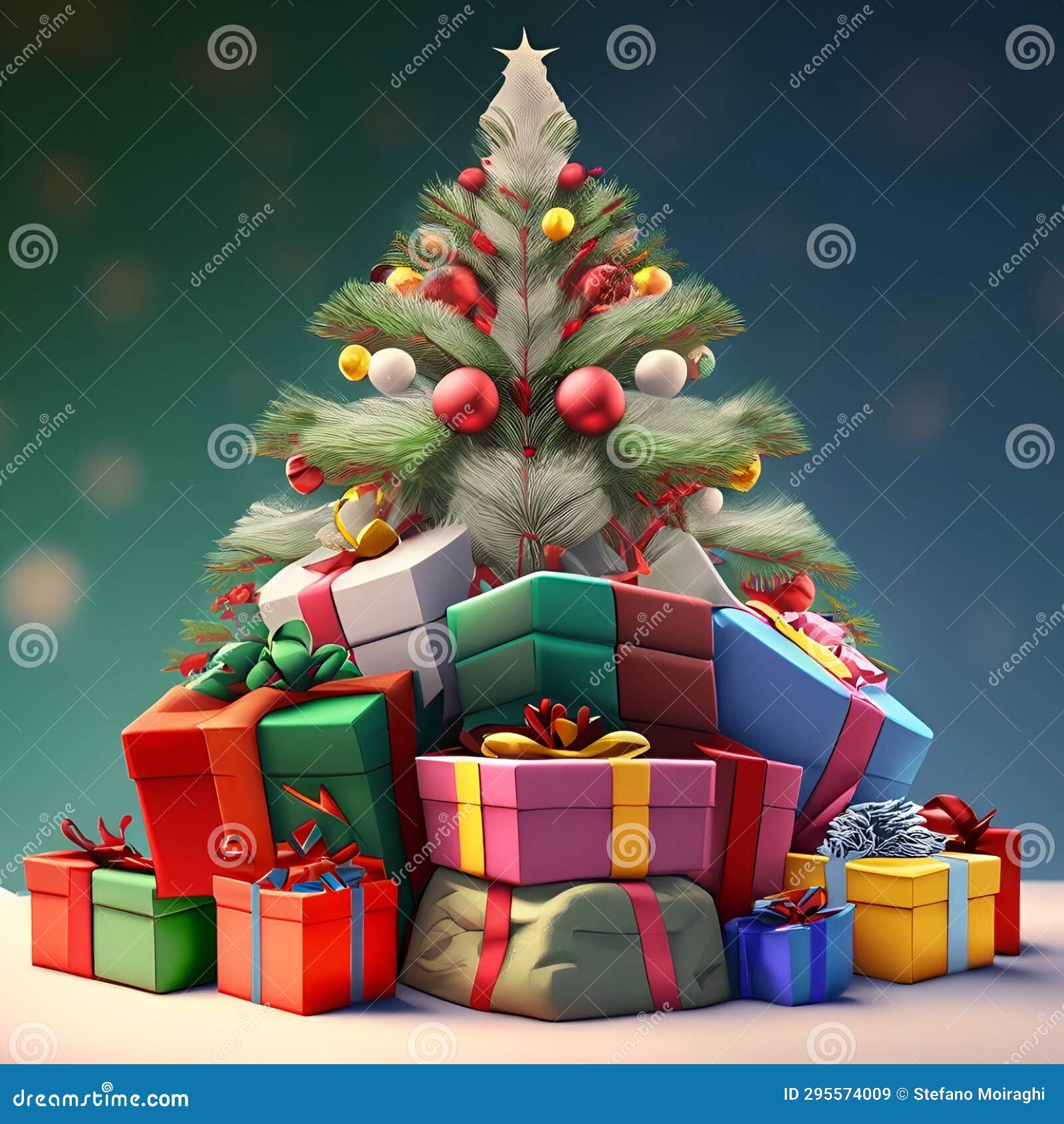 christmas time, christmas tree with gift box presente