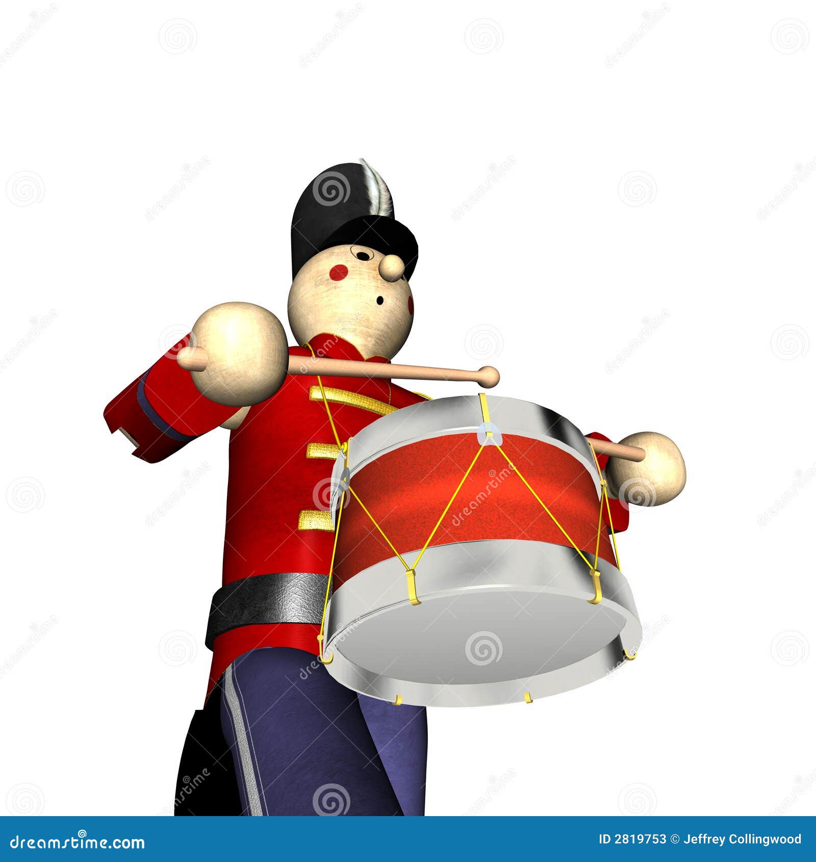 Soldier Drummer, Member Of Army Military Band With Musical Instrument