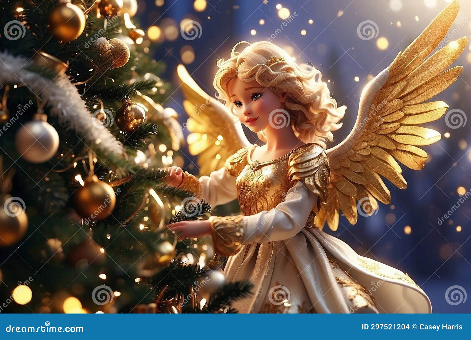 Christmas tree Angel stock illustration. Illustration of setting