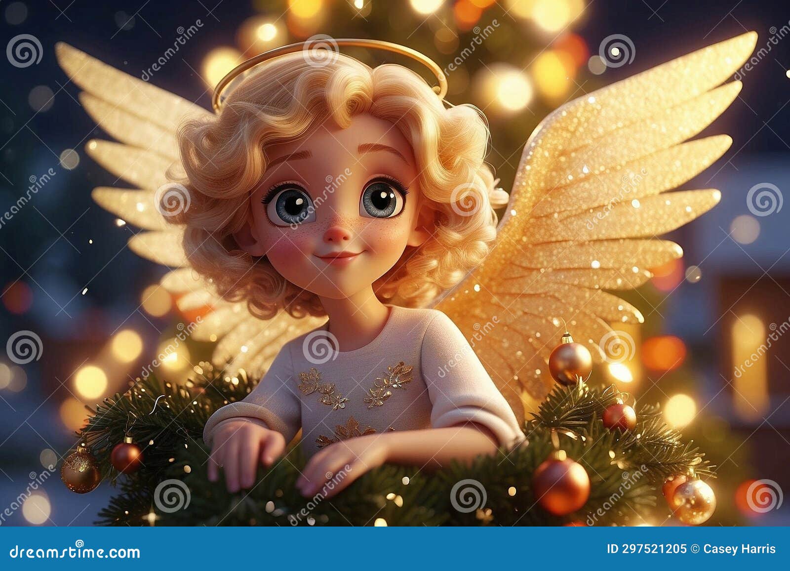 Christmas tree Angel stock illustration. Illustration of winter 297521205