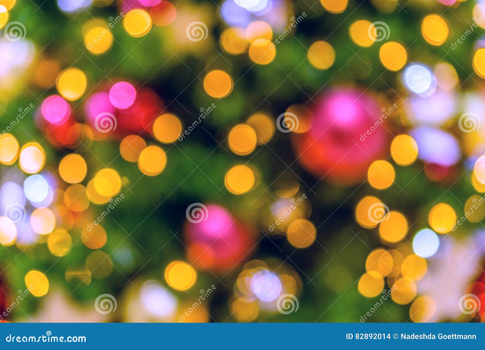 Christmas Tree Background. Bokeh Defocused Lights Stock Photo Image