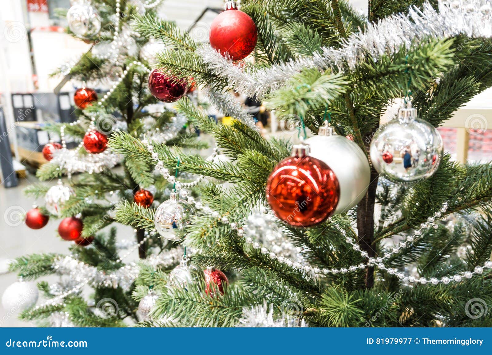 Christmas Tree with Ball Ornament Decoration Stock Image - Image of ...