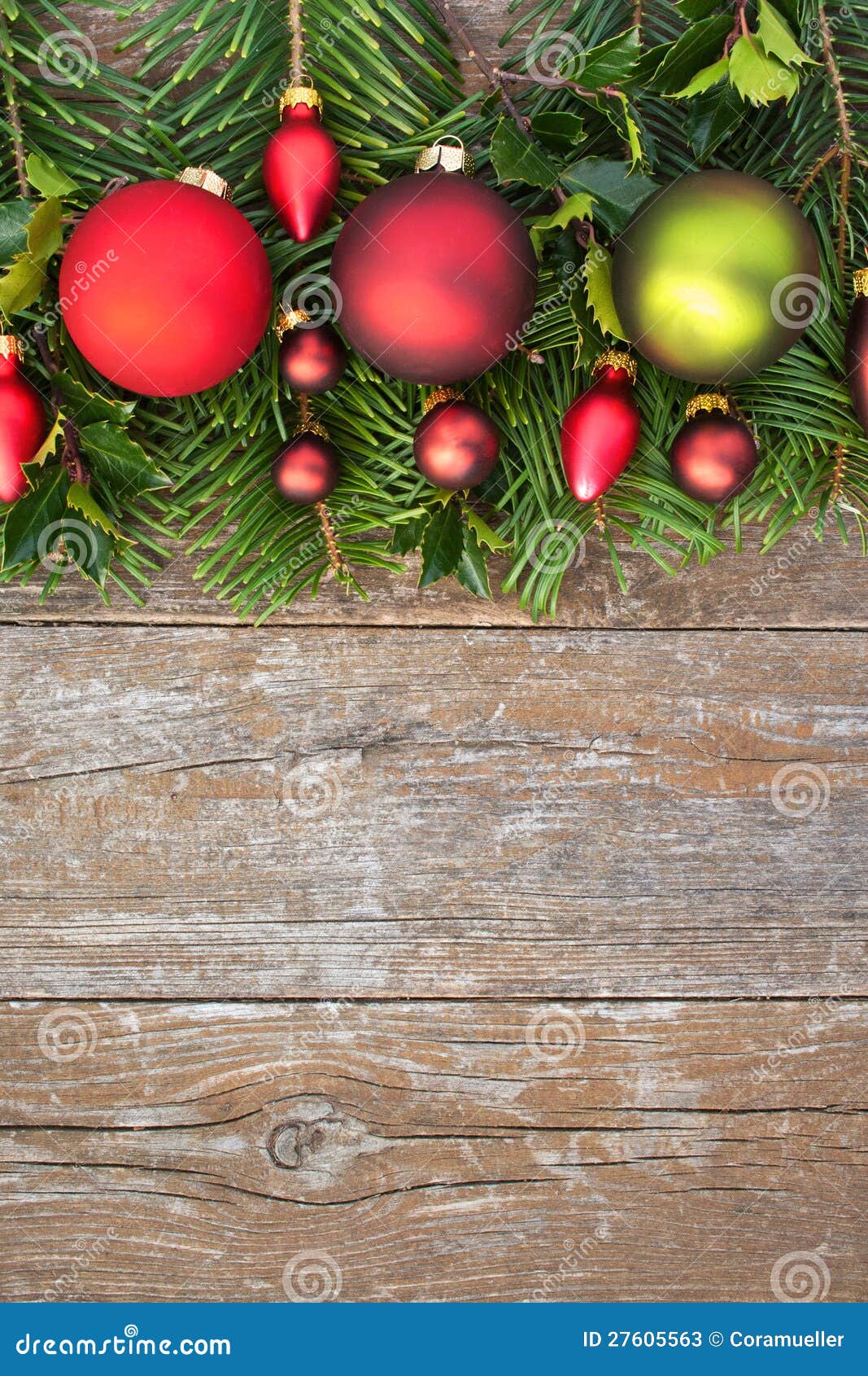 Christmas tree balls stock image. Image of wooden, background 27605563