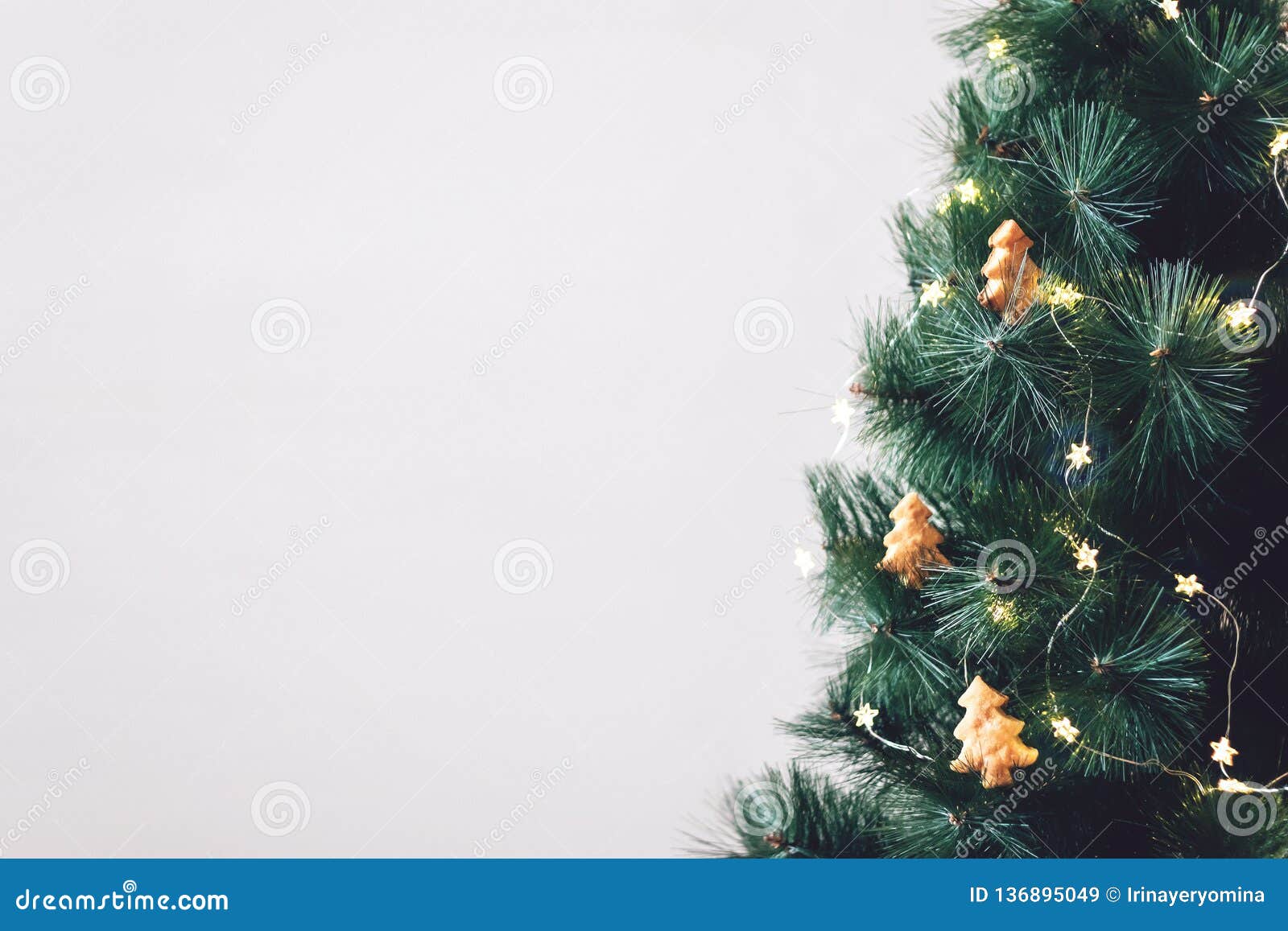 Christmas Tree Banner, Background. Decorated Fir Tree with Homemade ...