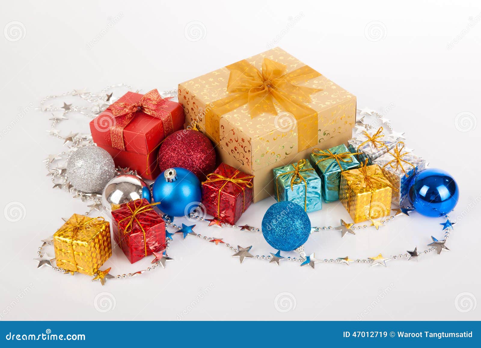Christmas Tree Bauble ,ornament and Gift Box Stock Image Image of