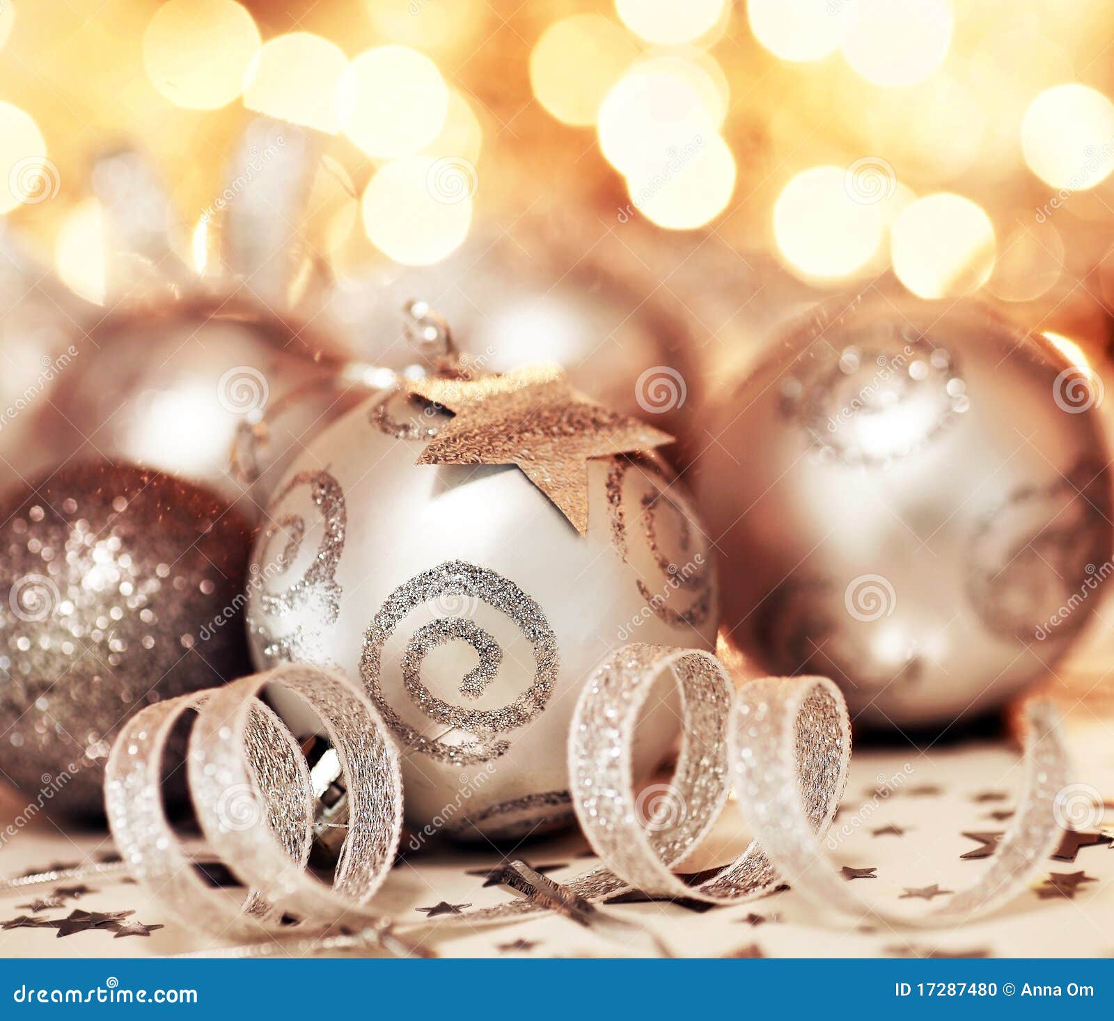 Christmas Tree Bauble Ornament and Star Decoration Stock Photo Image