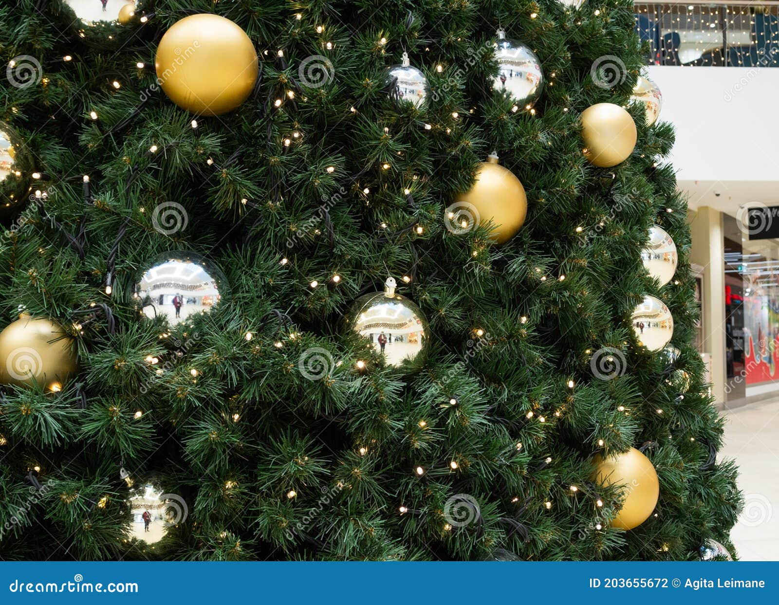 Christmas Tree with Big Balls. Stock Photo Image of winter, seasonal