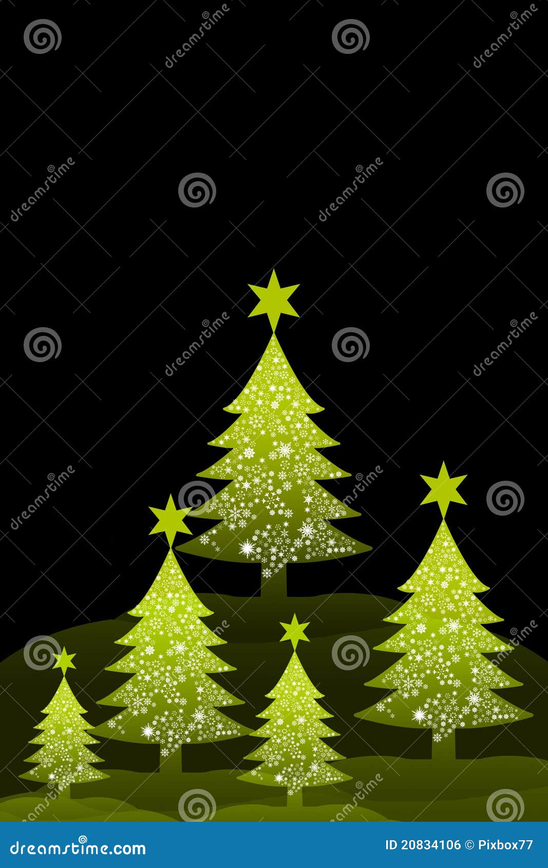 Christmas Tree with Black Background Stock Illustration Illustration
