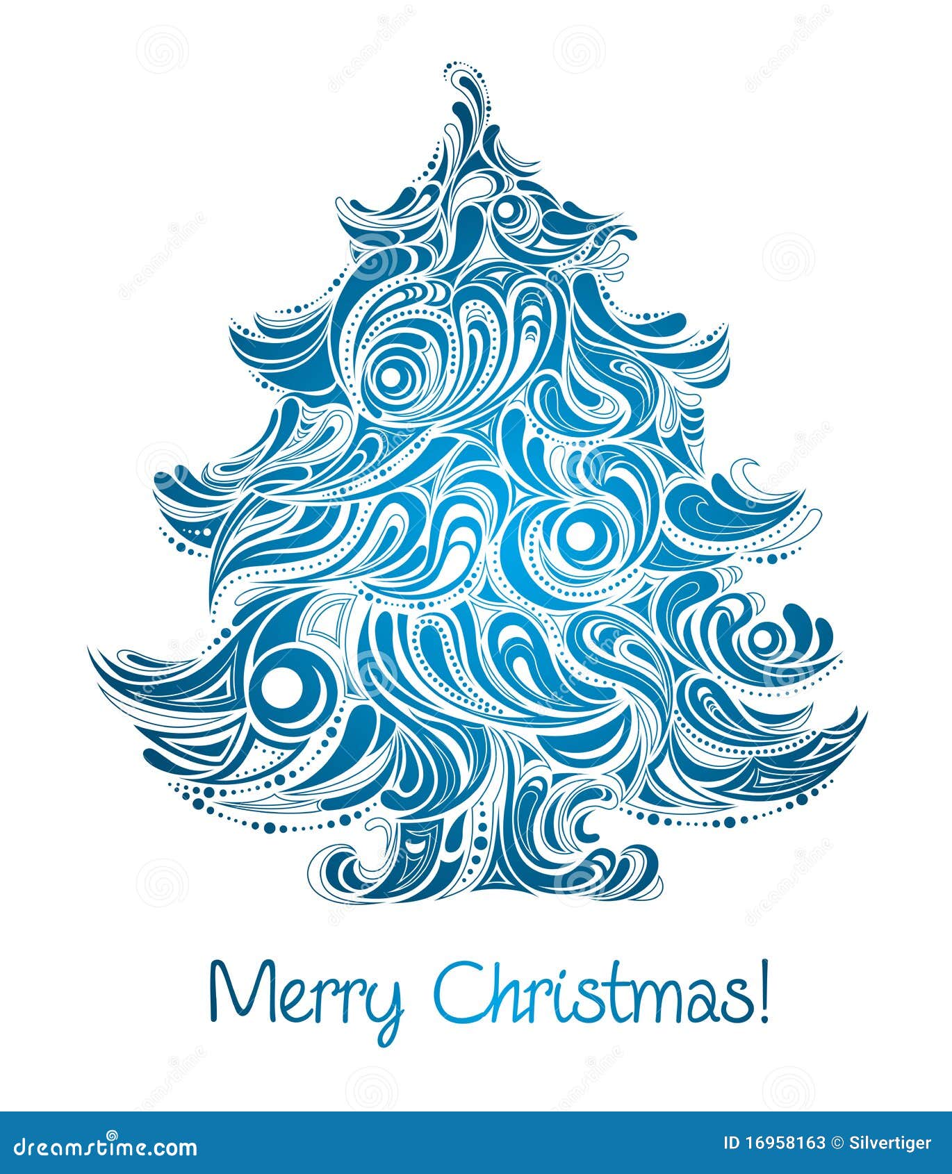 Christmas Tree in Blue Color Stock Vector Illustration of happy, card 16958163