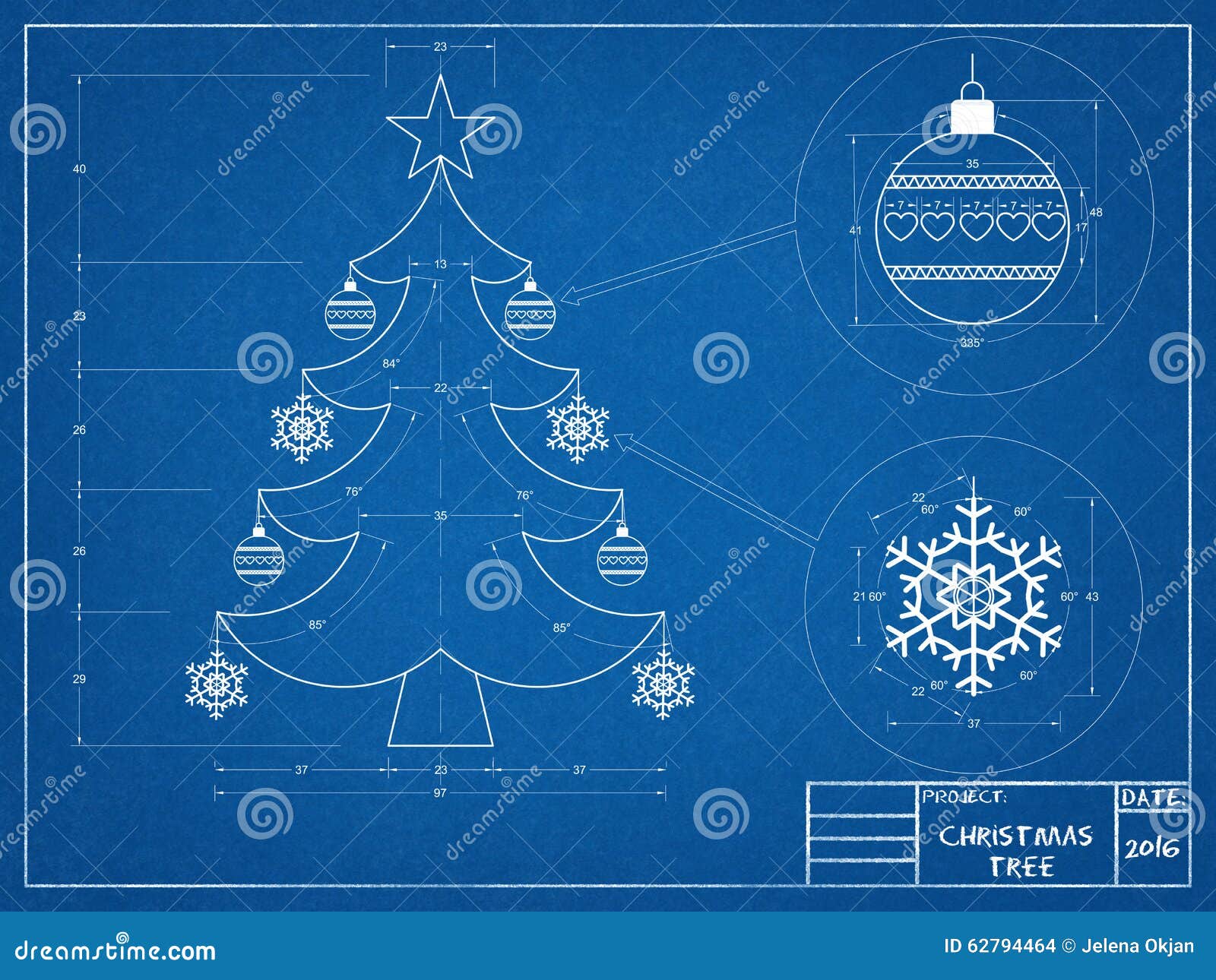 Christmas Tree Blueprint Stock Photo - Image: 62794464