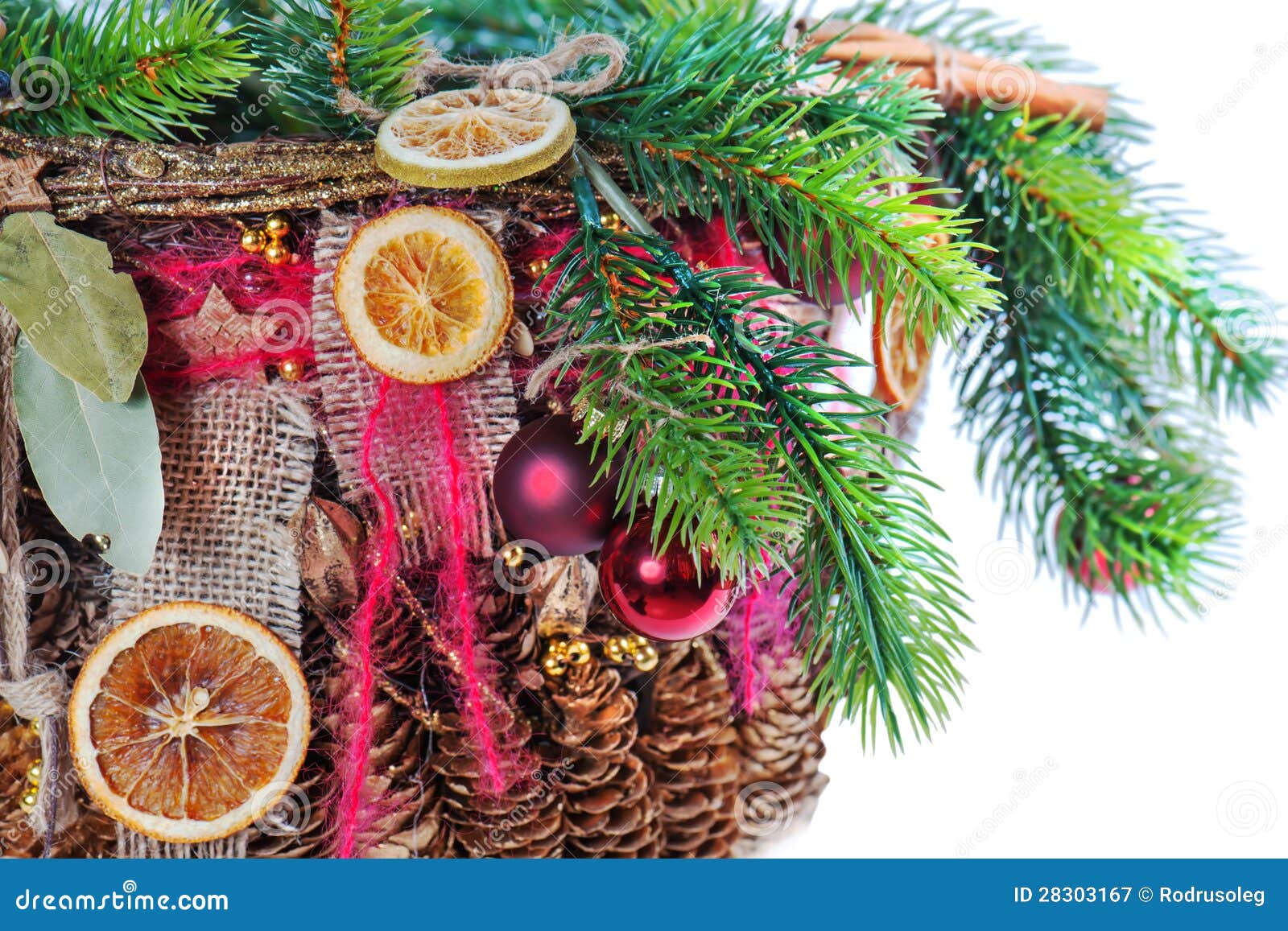 Christmastree Branch Decorated Stock Image Image of background, leaves 28303167